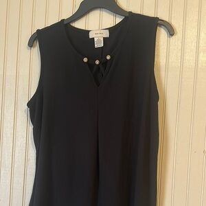 Black Tank Top Blouse with Scoop Neck